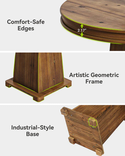 31.5" Solid Wood Round Dining Table for 2-4, Small Kitchen Table with Thick Top and Sturdy Base Natural Wood