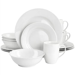 Gibson Home White Cloud Fine Ceramic 16 Piece Dinnerware Set in White - Free Shipping