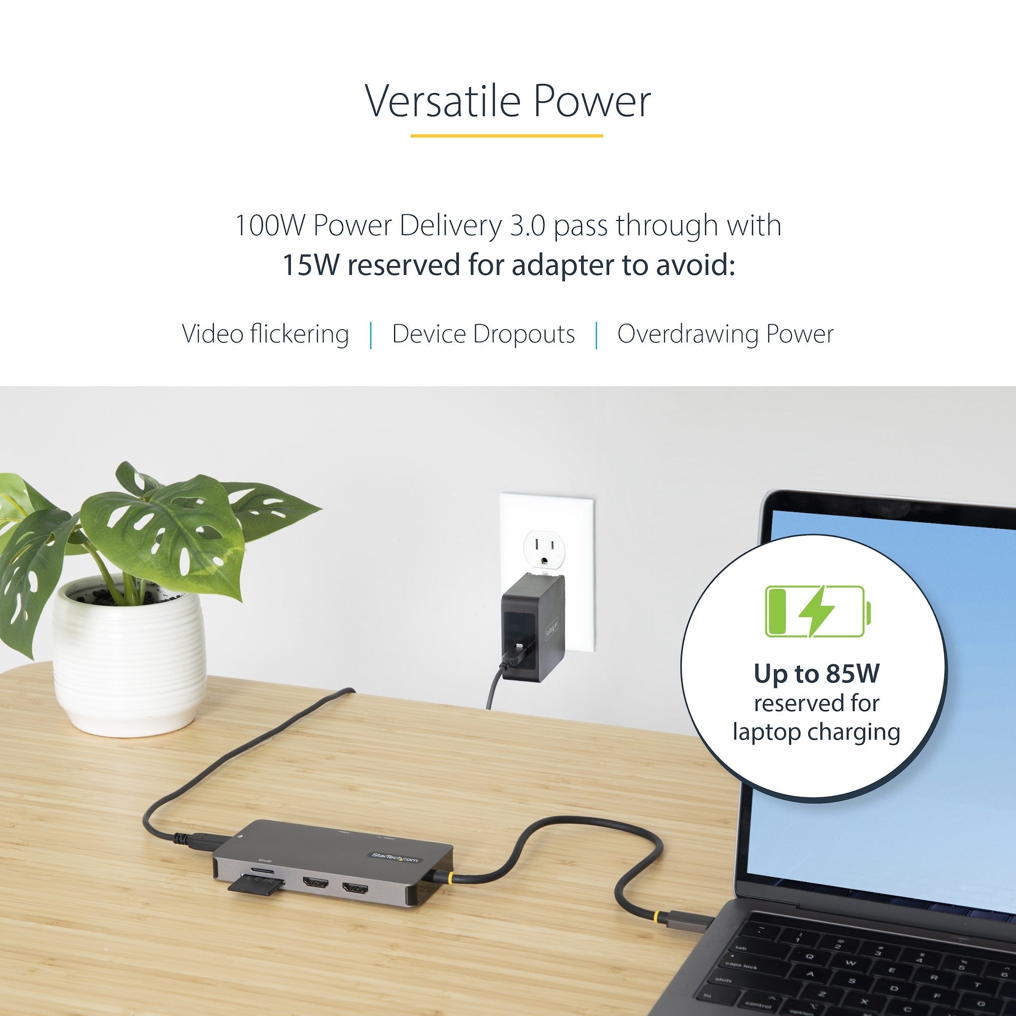 USB C Multiport Adapter, Dual HDMI Video, 4K 60Hz, 2Pt 5Gbps USB-A Hub, 100W Power Delivery Pass-Through/GbE/SD/MicroSD, 12"/30cm Cable, Travel Dock, Laptop Docking Station
