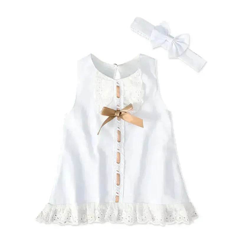 Girls baby sleeveless bow skirt Dress Christening Dress Baby girl Dress Baptism Gown