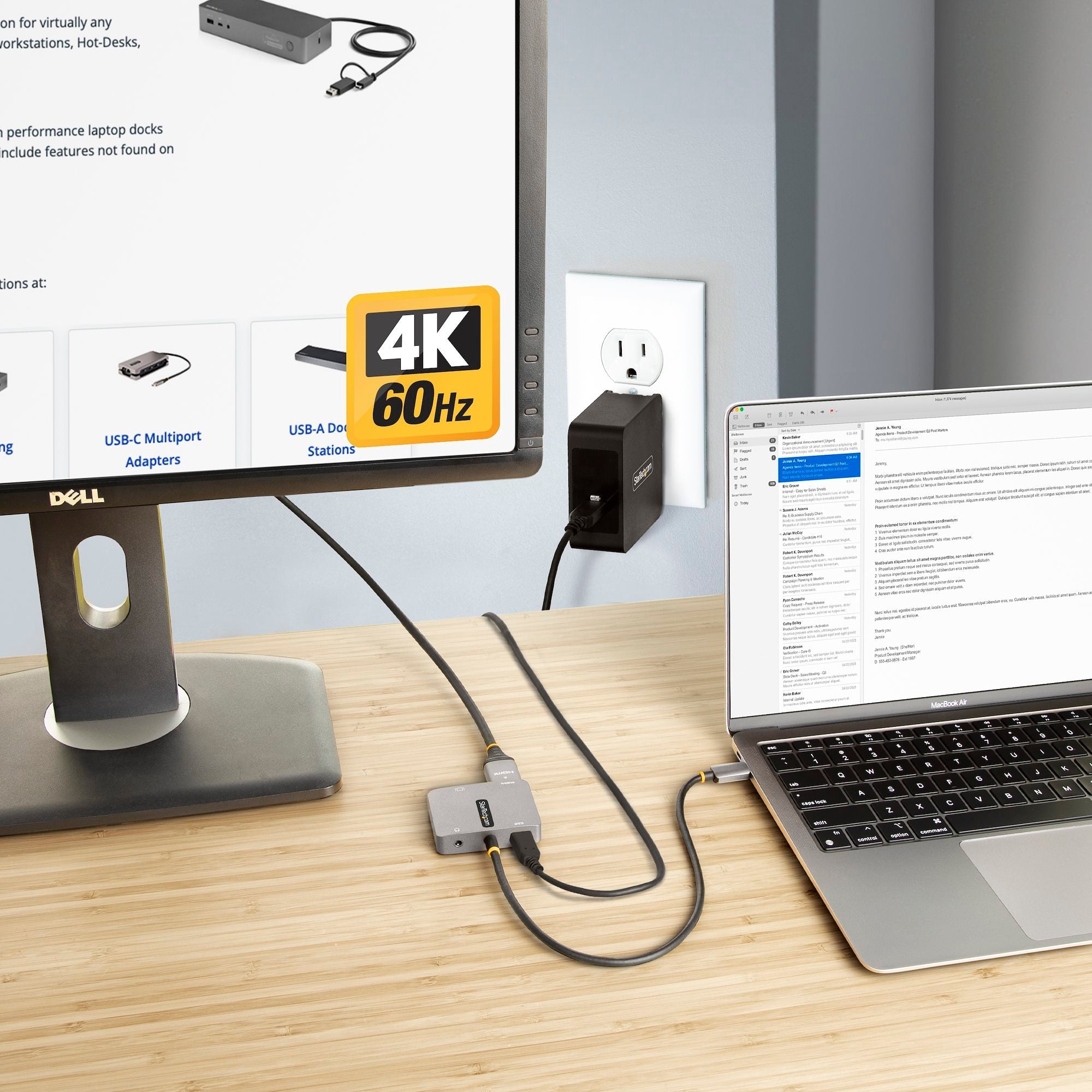 USB C Video Adapter, USB C to HDMI VGA Multiport Adapter, 3.5mm Audio, 4K 60Hz HDR, 100W PD Pass-Through, Thunderbolt 3/4 Compatible - USB C Display Travel Adapter
