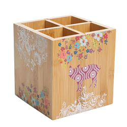 Gibson Urban Market 5.5 Inch Square Bamboo Utensil Holder in Animal and Floral Print - Free Shipping