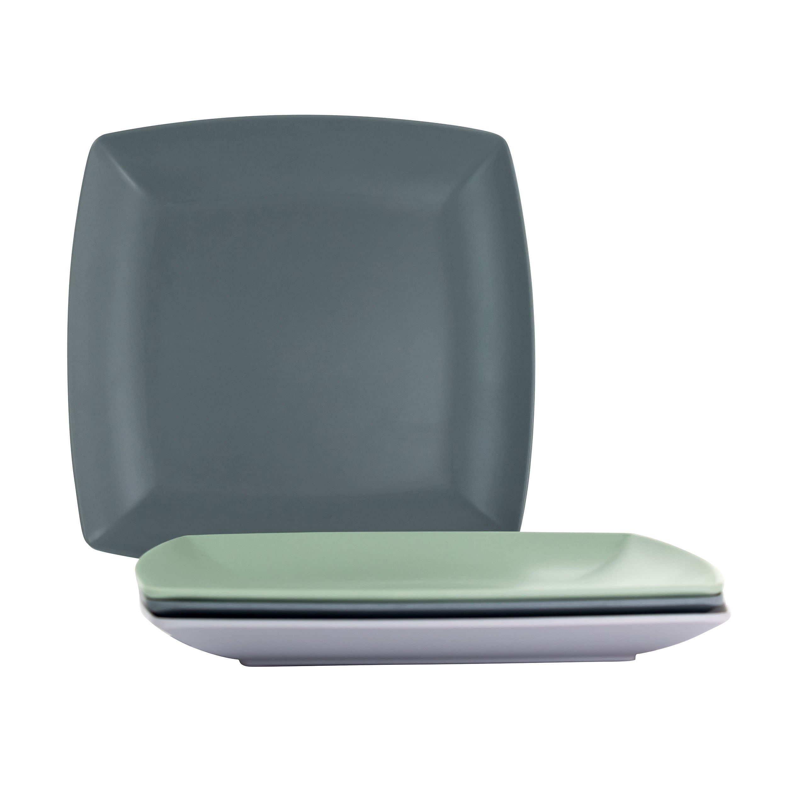 Gibson Home Grayson 4 Piece 8.5 Inch Square Melamine Dessert Plate Set in Assorted Colors - Free Shipping