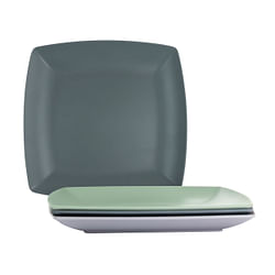 Gibson Home Grayson 4 Piece 8.5 Inch Square Melamine Dessert Plate Set in Assorted Colors - Free Shipping