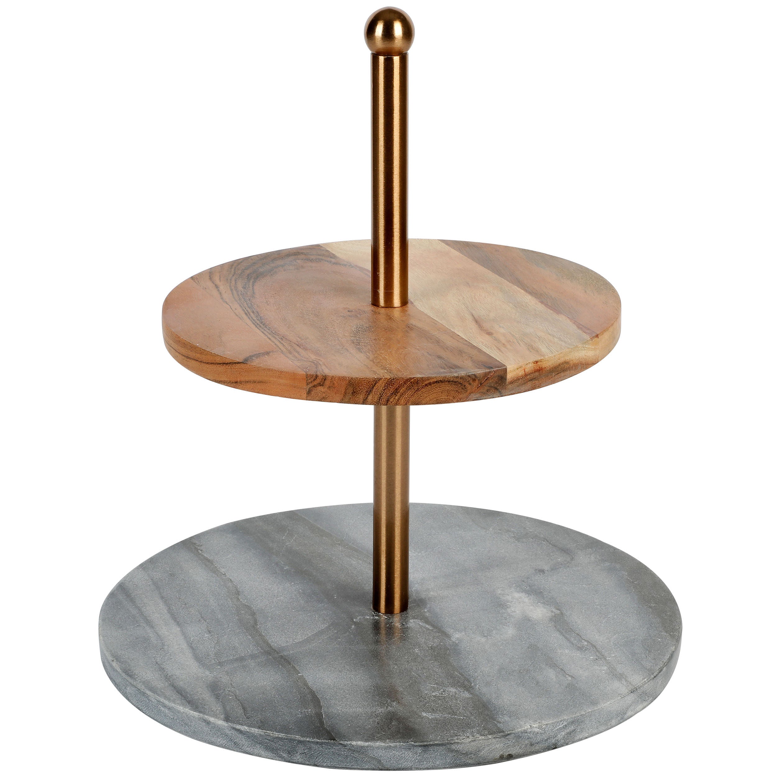 Laurie Gates California Designs Grey Marble and Acacia Wood 2 Tier Server - Free Shipping