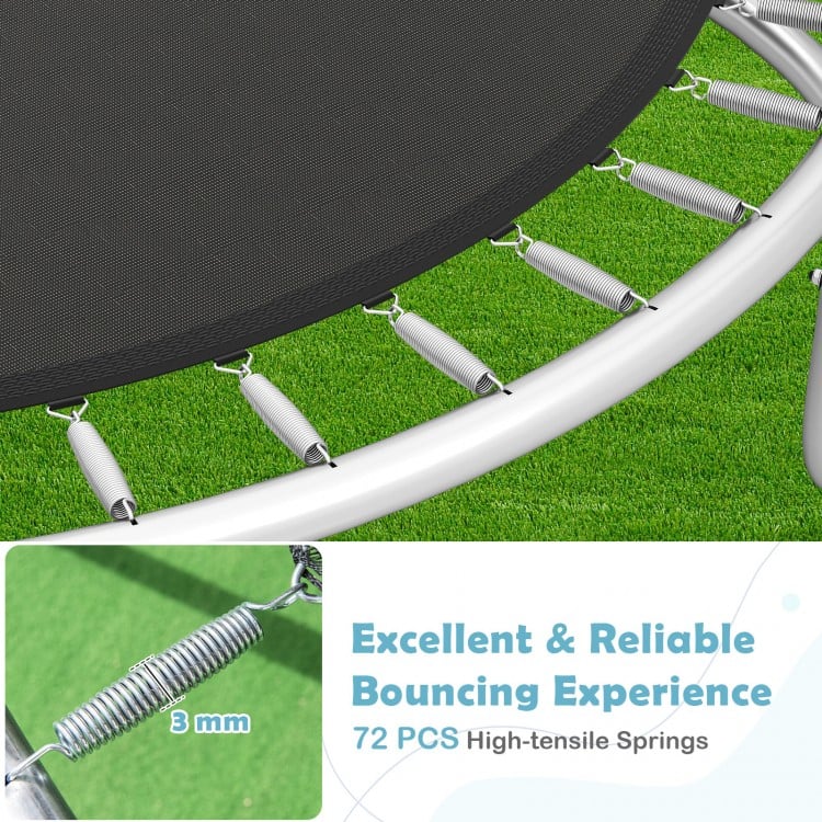 12FT Outdoor Trampoline Heavy-Duty Recreational Trampoline with Safety Enclosure Net
