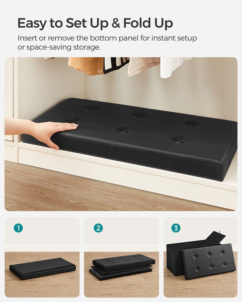 SONGMICS Folding Storage Ottoman Bench