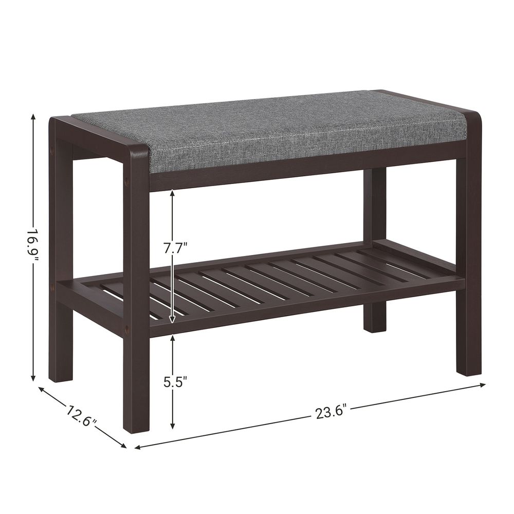 SONGMICS Shoe Rack Bench with Cushion Upholstered Padded Seat