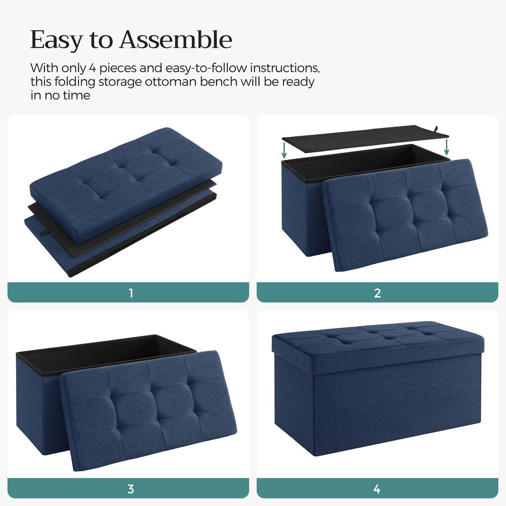 SONGMICS 30 Inches Folding Storage Ottoman Bench