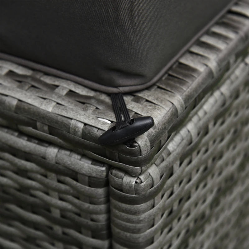 Outsunny 6 Pieces Outdoor PE Rattan Wicker Patio Furniture Sofa Set with Thick Cushions, Deluxe Garden Sectional Couch with Glass Top Table, Mixed Grey and Charcoal