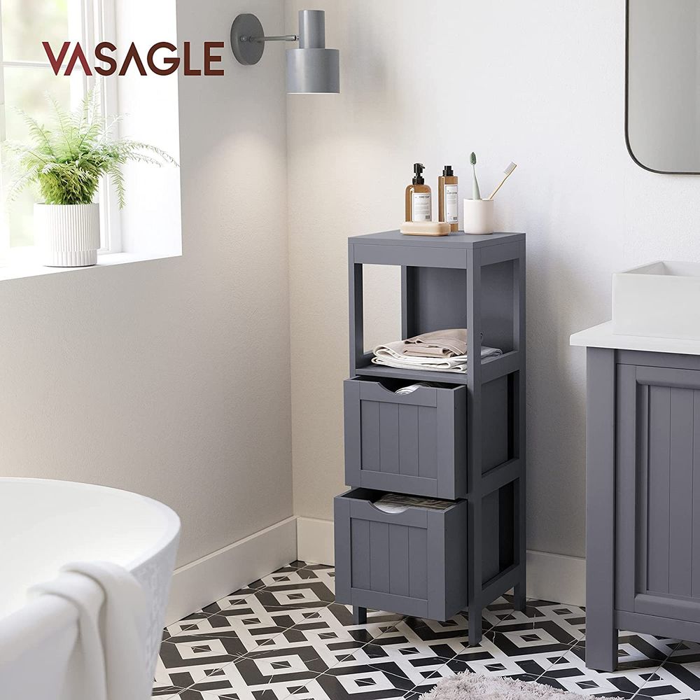 VASAGLE Bathroom Floor Cabinet with 2 Drawers