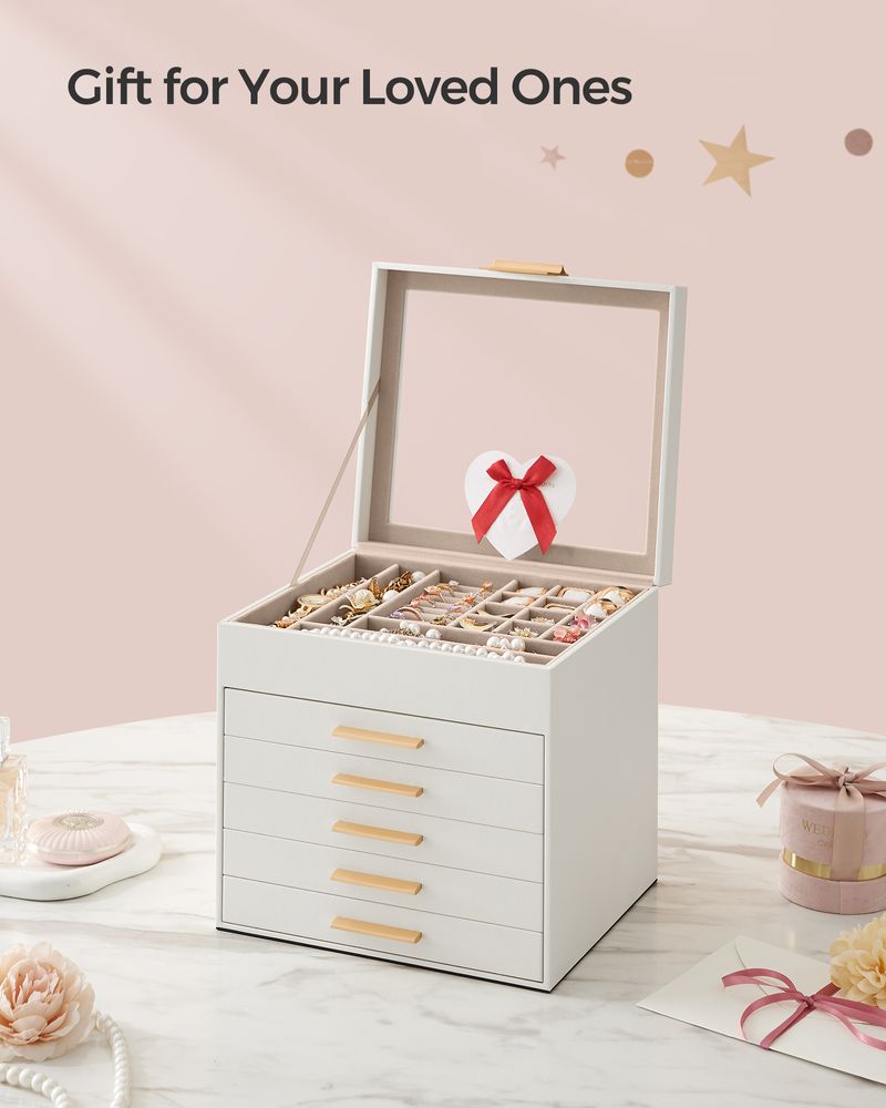 SONGMICS Jewelry Box with Glass Lid