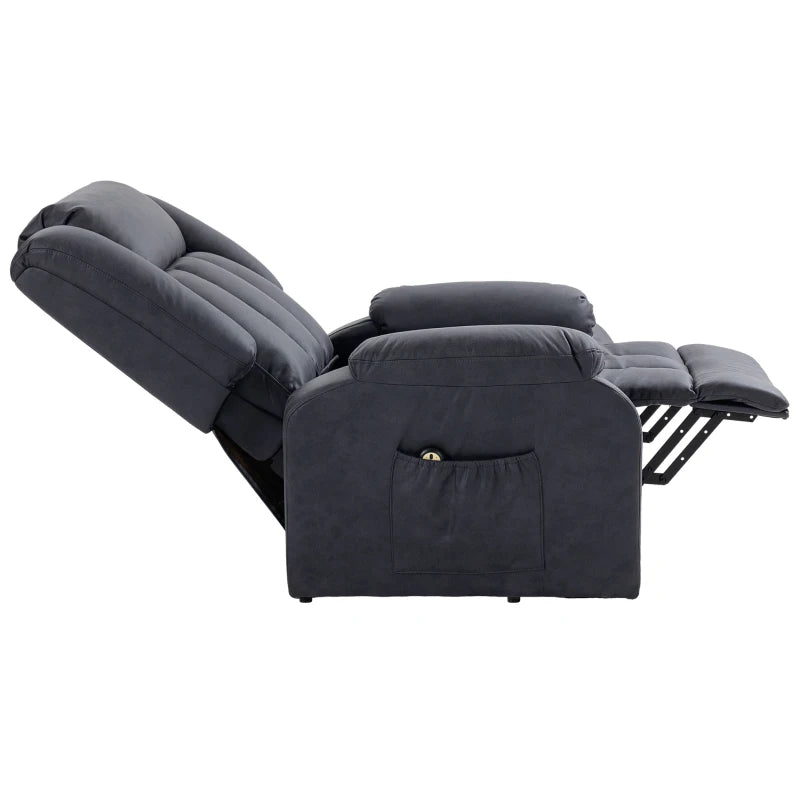 HOMCOM Lift Chair for Seniors, Microfibre Upholstered Electric Recliner Chair with Remote, Quick Assembly, Charcoal Grey