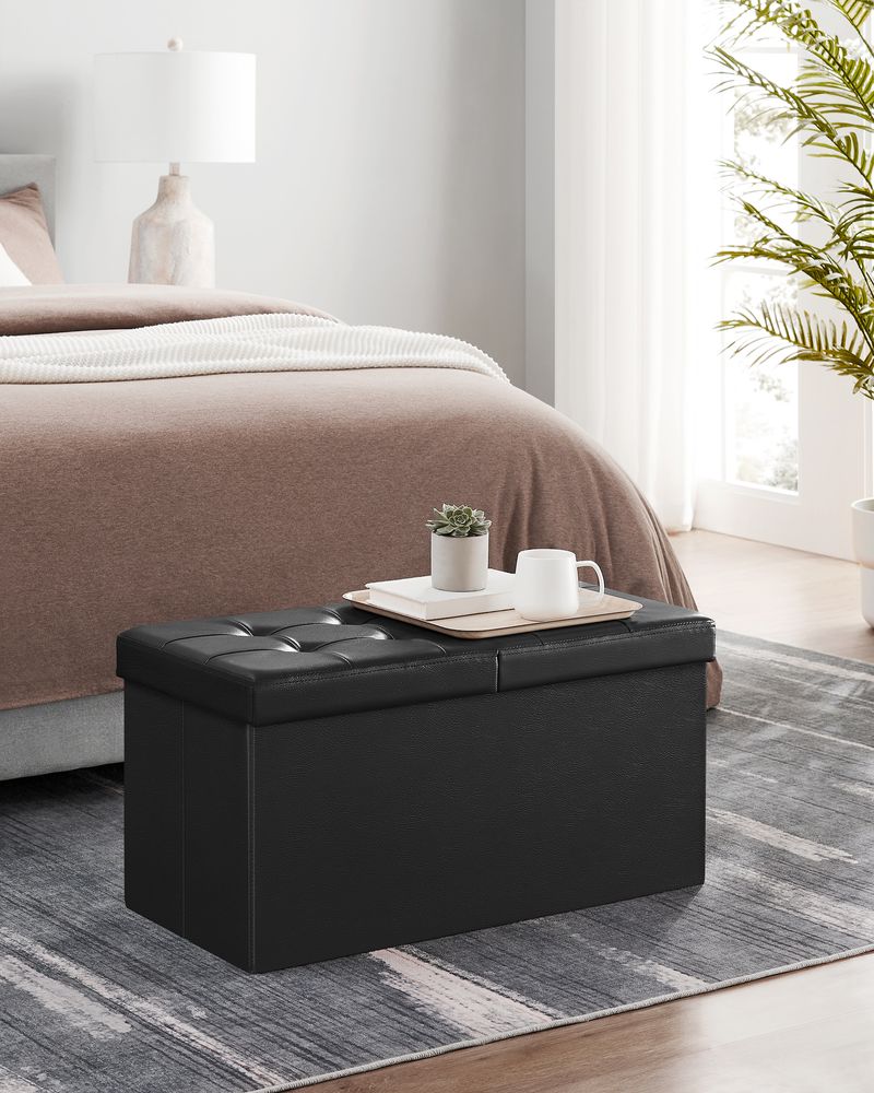 SONGMICS Folding Storage Ottoman Bench with Flipping Lid