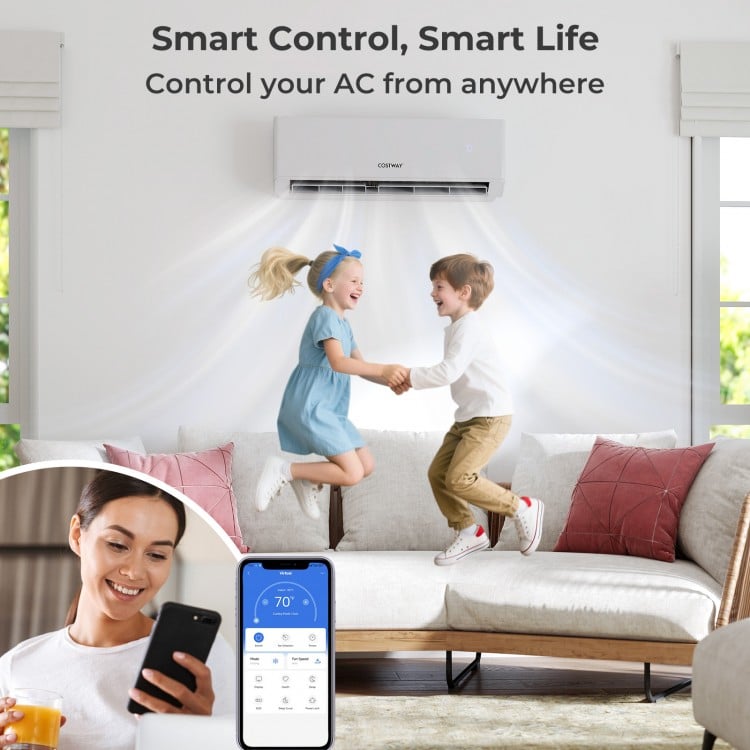 UltrEco Series 18000 BTU 2 Zone 22 SEER2 Mini Split Air Conditioner Wifi Enabled with Heat Pump
