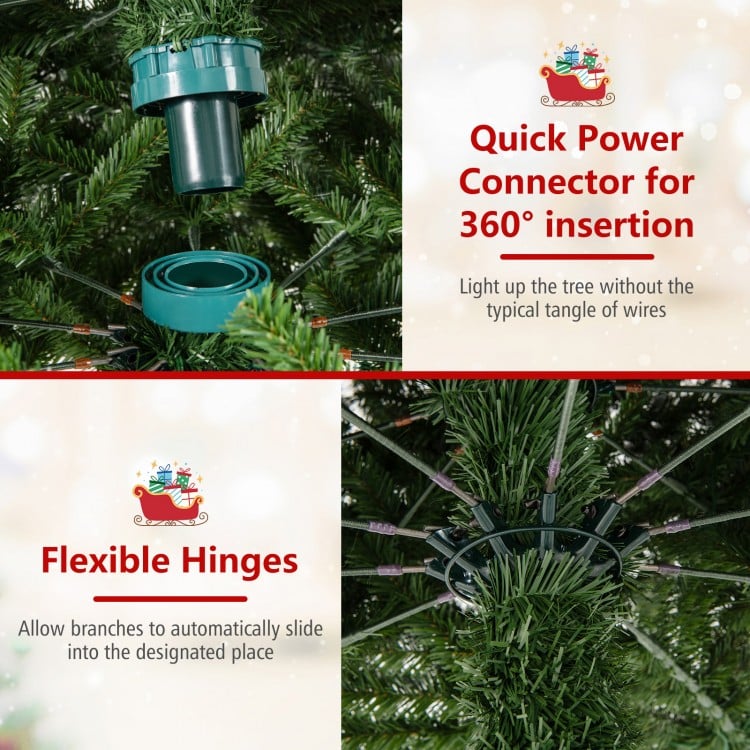12 FT Tall Prelit Hinged Artificial Christmas Tree with 2536 PVC Branch Tips