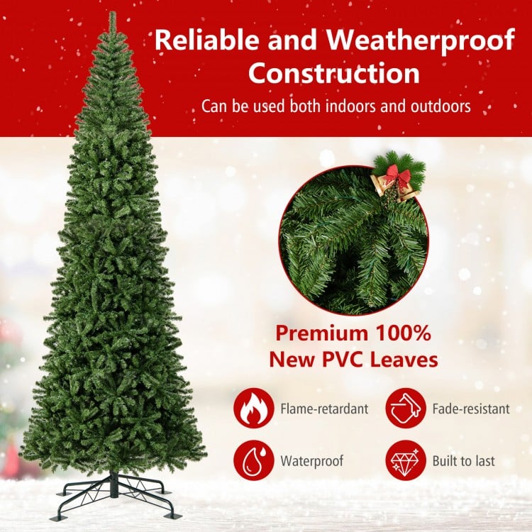 12 FT Tall Prelit Hinged Artificial Christmas Tree with 2536 PVC Branch Tips