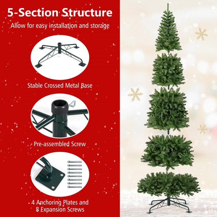 12 FT Tall Prelit Hinged Artificial Christmas Tree with 2536 PVC Branch Tips