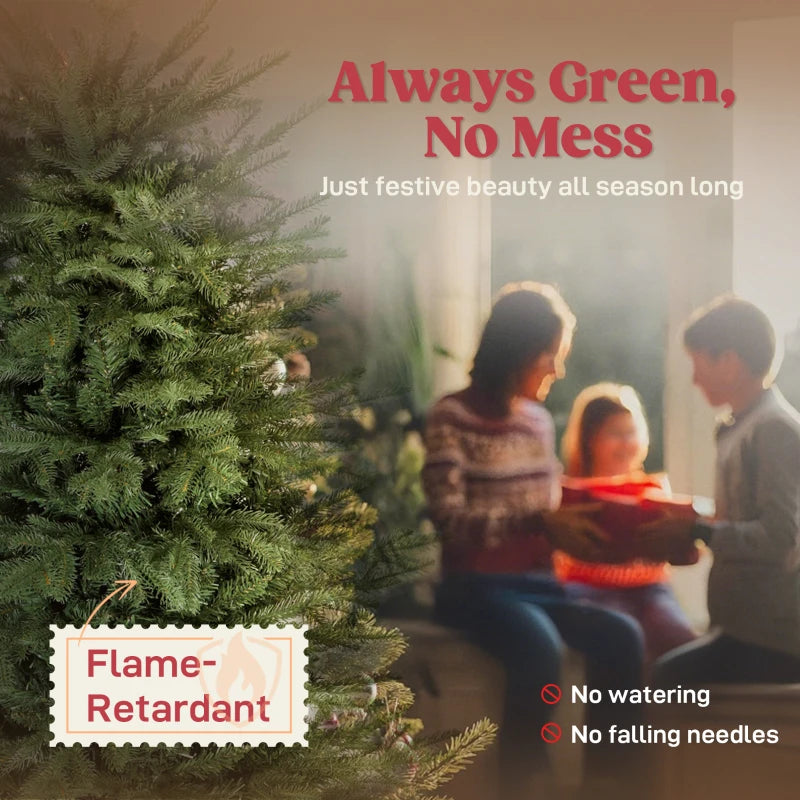 HOMCOM 5ft Artificial Christmas Tree – Dense Realistic Full Ponderosa Fir, Hinged Branches, Easy Assembly