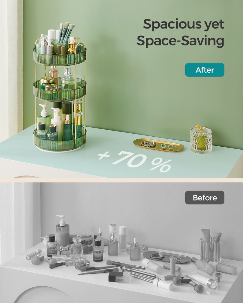 SONGMICS Round Rotating Skincare Organizer Countertop