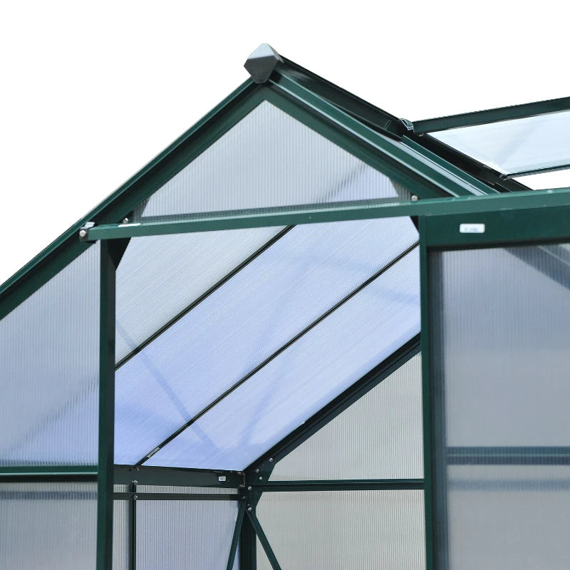 Outsunny 6.2' x 6.3' x 6.6' Clear Polycarbonate Greenhouse, Large Walk-In Green House Garden, Plants Grow, Galvanized Sheet Frame w/ Slide Door