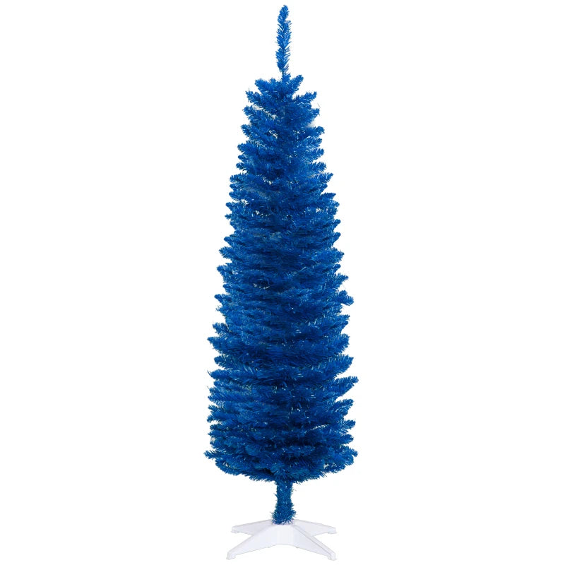 HOMCOM Pencil Christmas Tree, Slim Artificial Xmas Tree in Deep Blue & Mint, Skinny Holiday Decoration for Home & Office