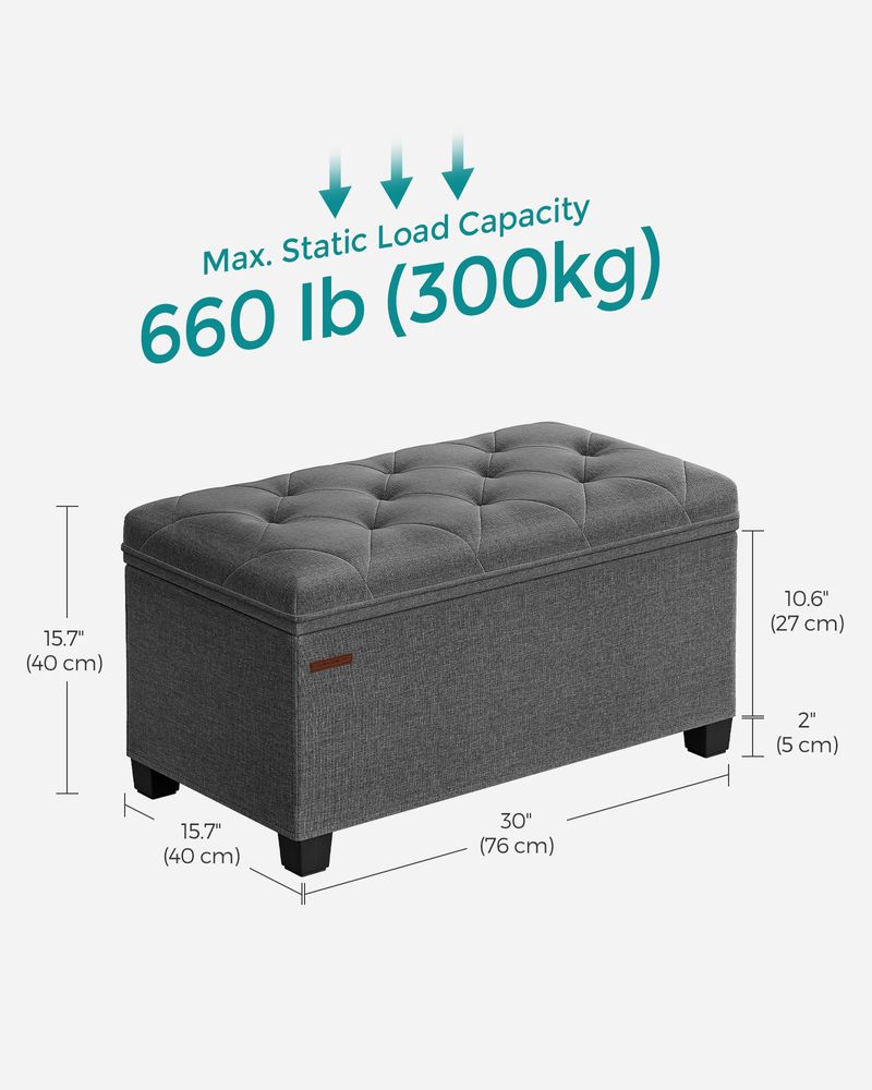SONGMICS Storage Ottoman Bench with Legs, Load up to 660 lb