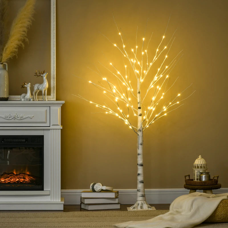 Outsunny Garden Birch Tree Light with 58 Warm LED Lights and 8 Modes, DIY Artificial Lamp for Indoor & Outdoor Parties