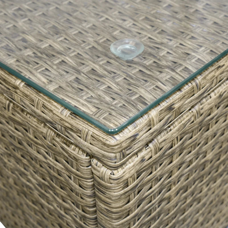 Outsunny 6 Pieces Outdoor PE Rattan Wicker Patio Furniture Sofa Set with Thick Cushions, Deluxe Garden Sectional Couch with Glass Top Table, Yellow and Navy Blue