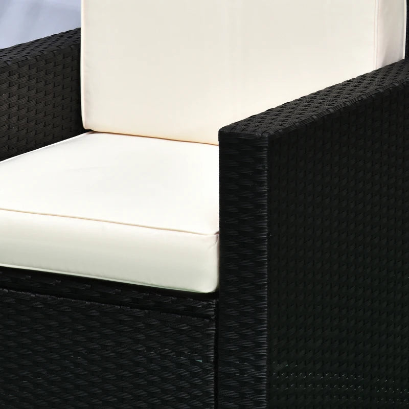 Outsunny 4 Pieces Sectional Patio Furniture Set, Rattan Wicker Patio Chairs Outdoor Coffee Set with Cushions, Cream White