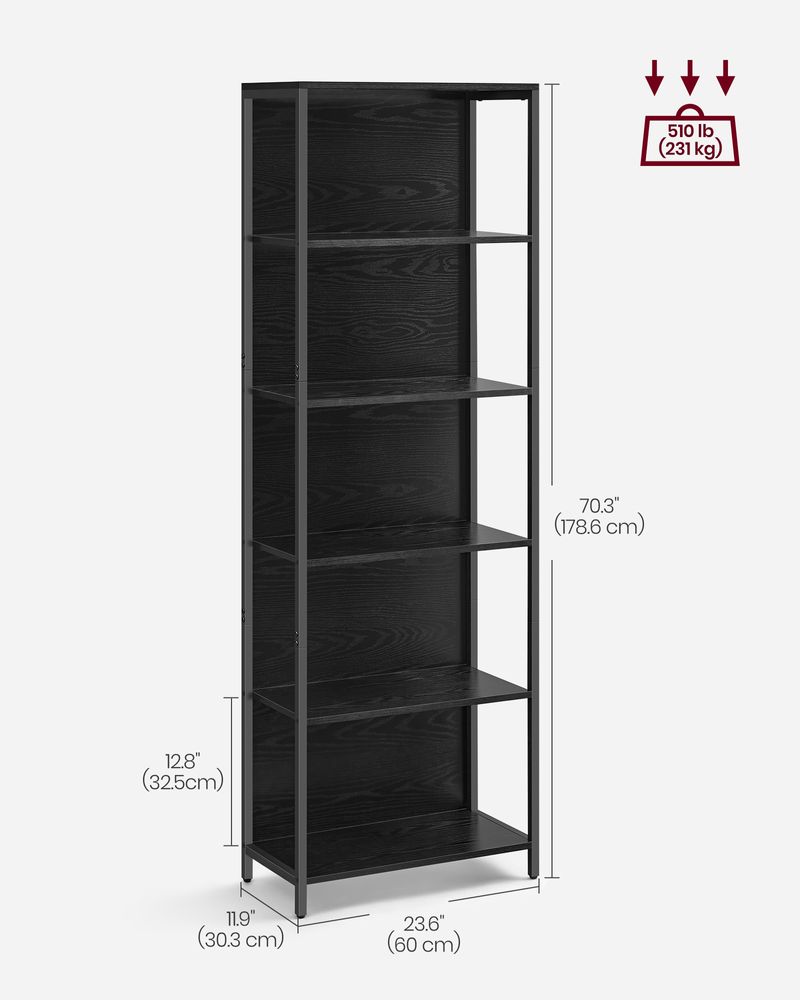 VASAGLE 6-Tier LED Bookshelf with Dimmable Lights