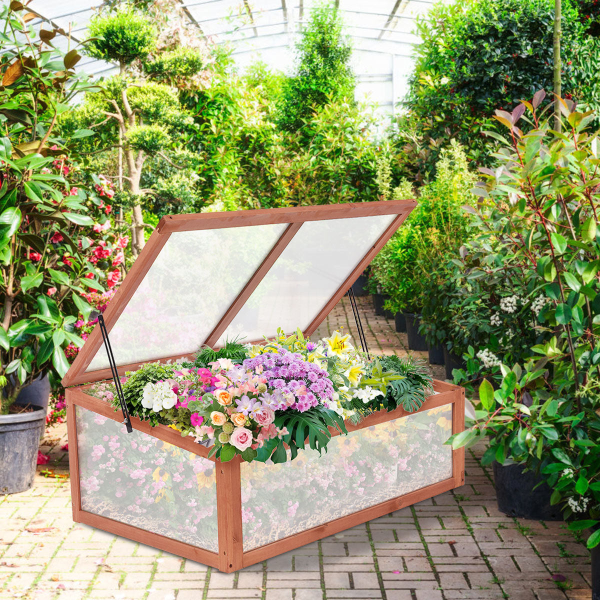 Garden Portable Wooden Green House Cold Frame (39.3" X 24.8" X 15.1")