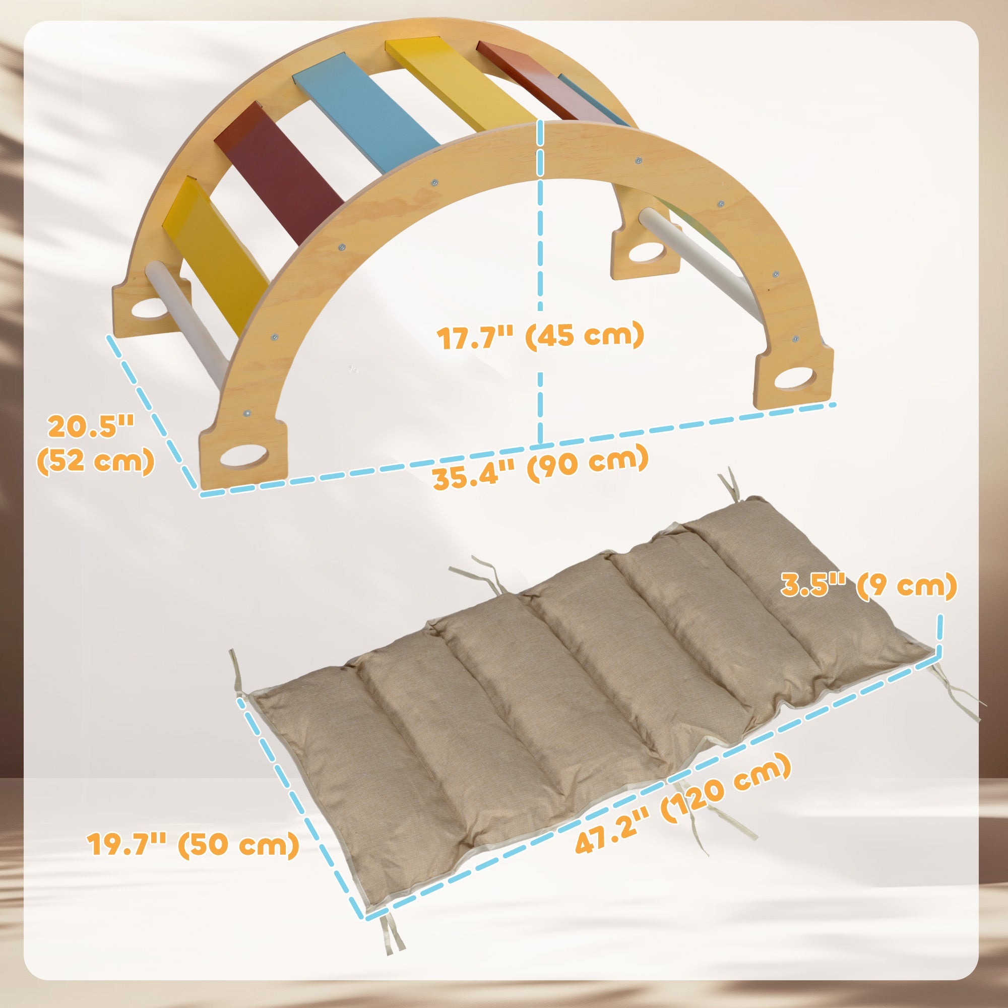 Qaba 3 in 1 Wooden Climbing Toy for Toddlers with Cushion Pad