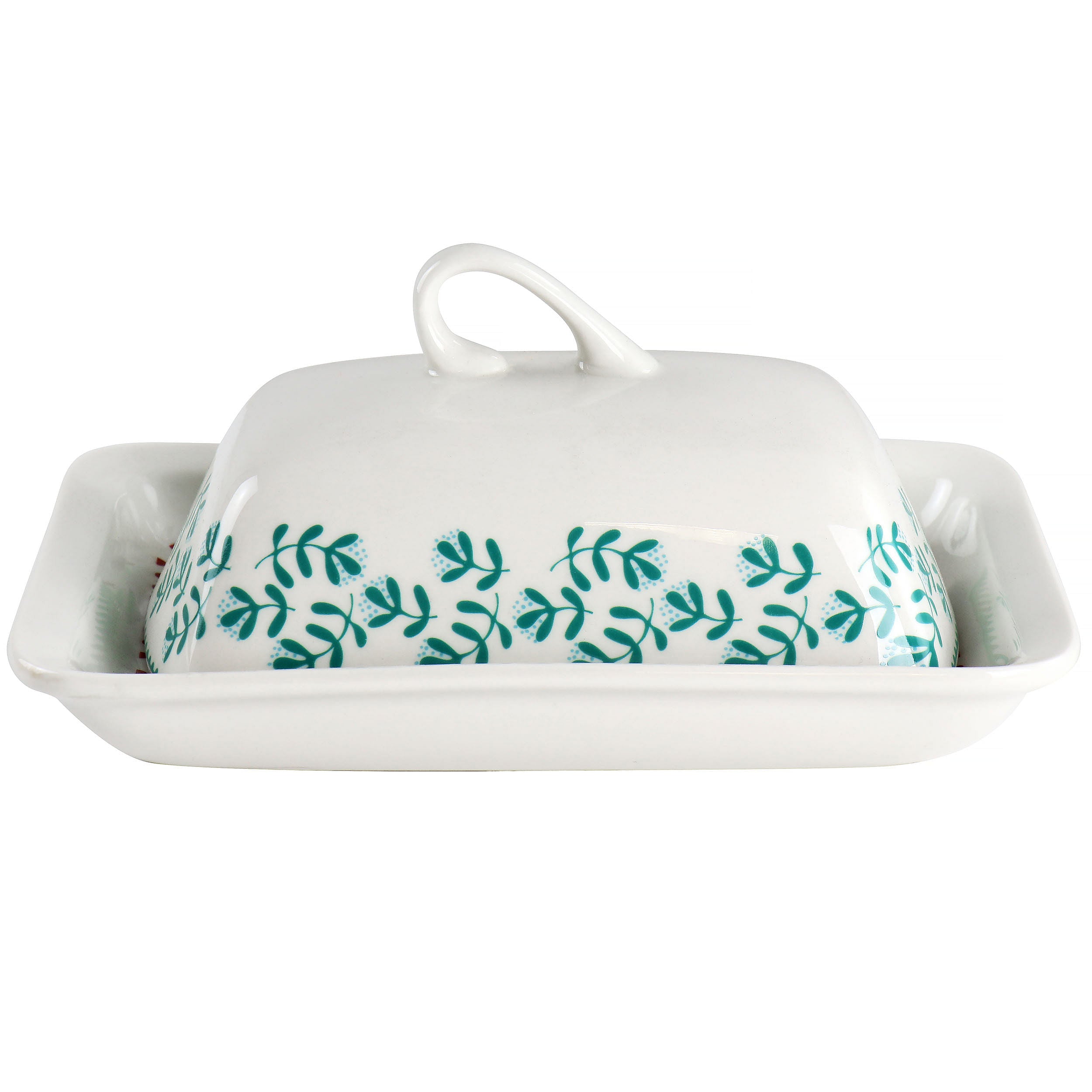 Gibson Home Village Vines 2 Piece Fine Ceramic Butter Dish in Multi - Free Shipping