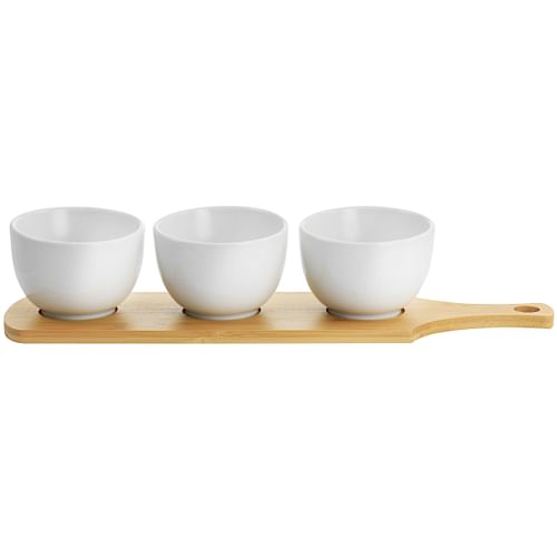 Gibson Elite Gracious Dining 4 Piece Fine Ceramic Tidbit Bowl Set with Base in White - Free Shipping
