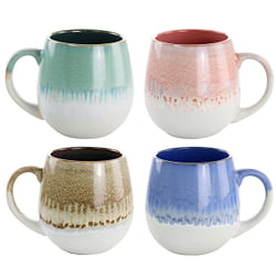Gibson Home Avery Creek 4 Piece 19.1oz Stoneware Mug Set in Assorted Colors - Free Shipping
