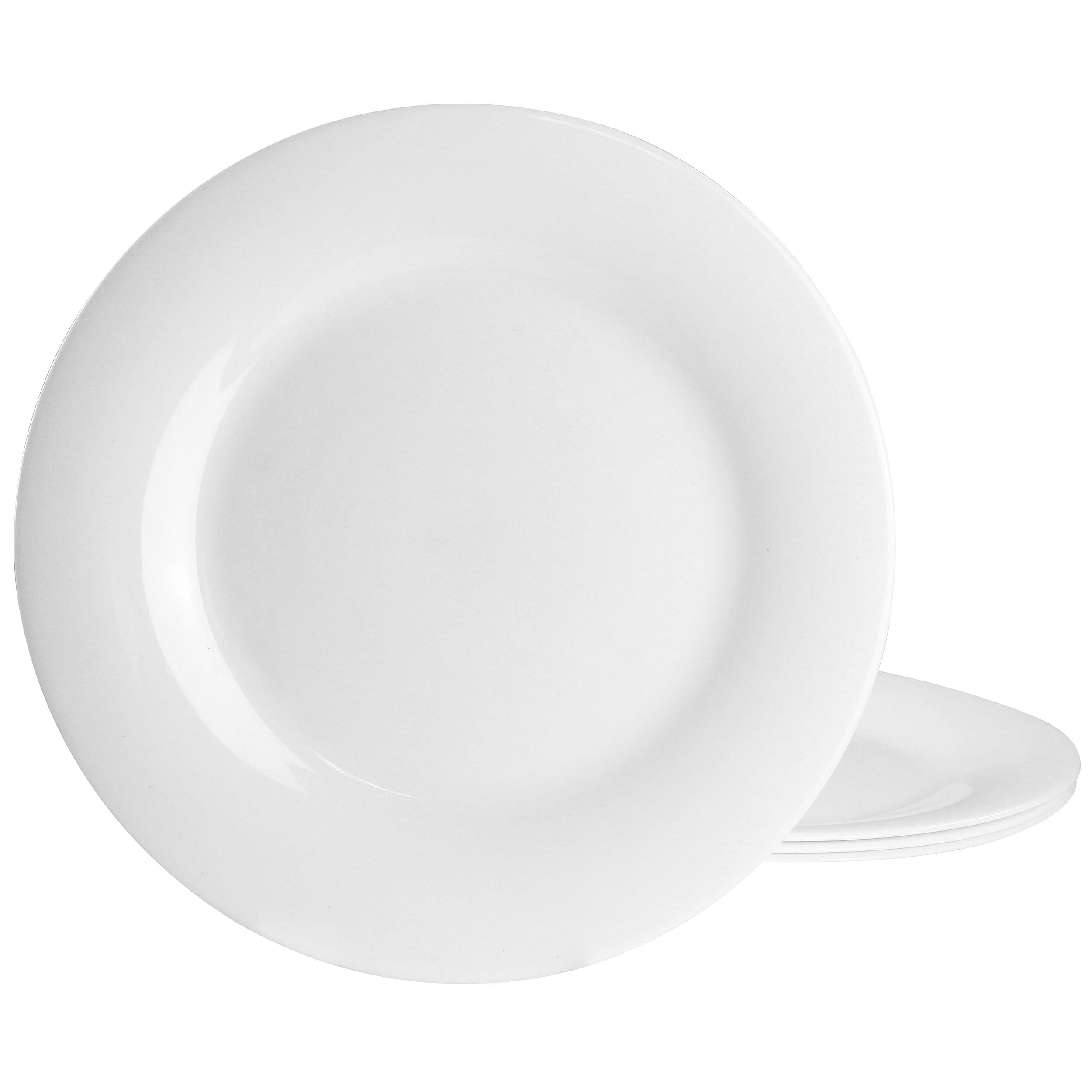 Gibson Ultra Farthington 4 Piece Tempered Opal Glass Dinner Plate Set in White - Free Shipping