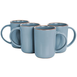 Gibson Elite Dumont 4 Piece 17oz Terracotta Mug Set in Light Blue - Free Shipping