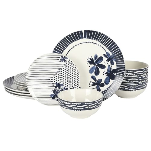 Gibson Home Eliza 12 Piece Ceramic Dinnerware Set - Free Shipping