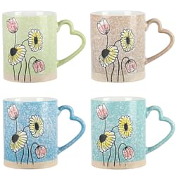 Gibson Home Sunbloom 4 Piece 15 Ounce Stoneware Mug Set in Assorted Colors - Free Shipping