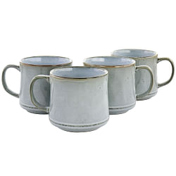 Gibson Home Picadelle 4 Piece 21oz Stoneware Mug Set in Light Grey - Free Shipping