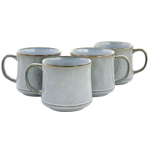 Gibson Home Picadelle 4 Piece 21oz Stoneware Mug Set in Light Grey - Free Shipping