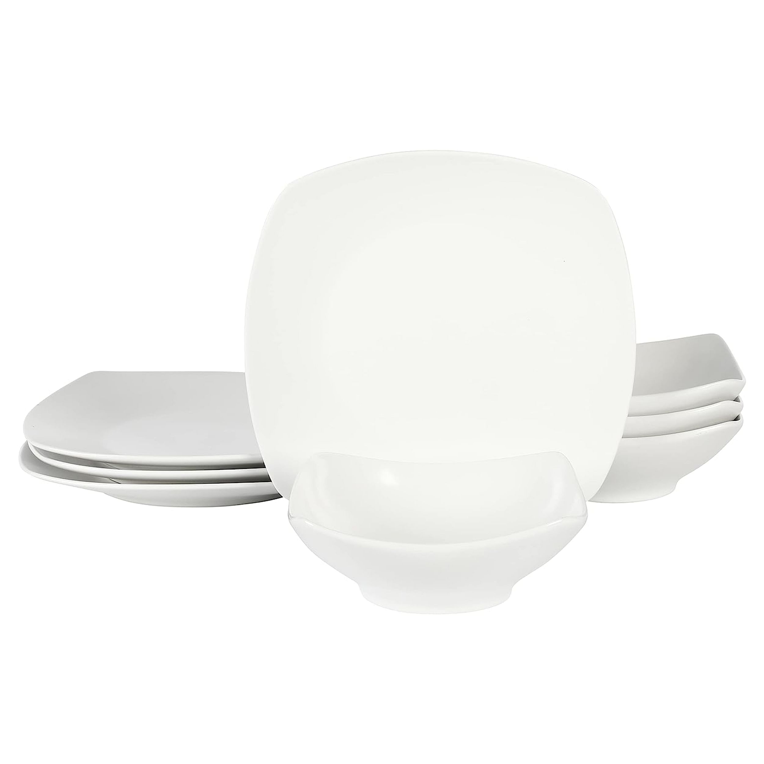 Gibson Home Zen Buffetware 8 Piece Fine Ceramic Dinnerware Set In Matte White - Free Shipping