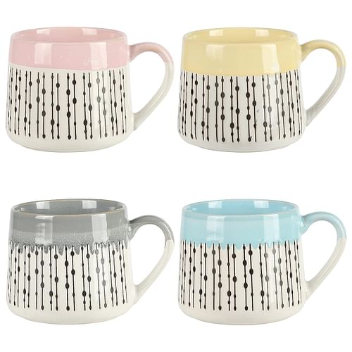 Gibson Home Morning Mist 4 Piece 15 Ounce Stoneware Belly Mug Set in Assorted Colors - Free Shipping