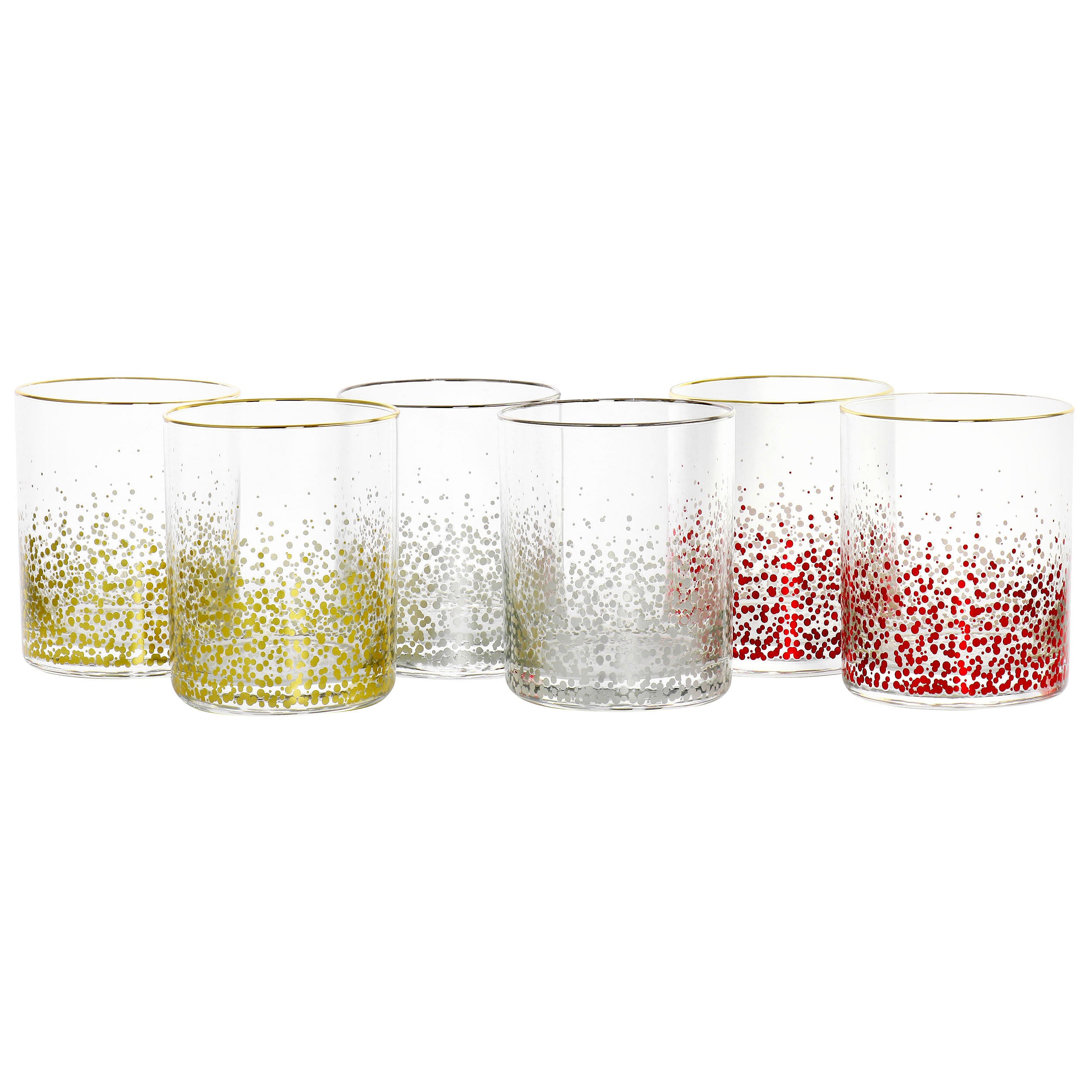 Laurie Gates California Designs Audrey Hill 6 Piece 13.5oz Double Old Fashion Glass Set in Assorted Colors - Free Shipping
