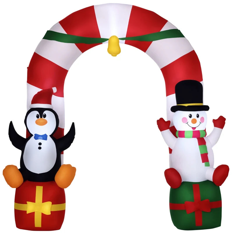 HOMCOM 9FT Inflatable Christmas Archway with Santa Claus & Snowman, Outdoor Blow Up Decoration with LED Lights