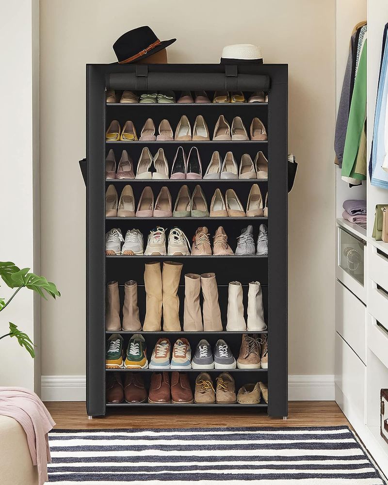 SONGMICS 9 Tier Shoe Rack with Nonwoven Fabric Cover