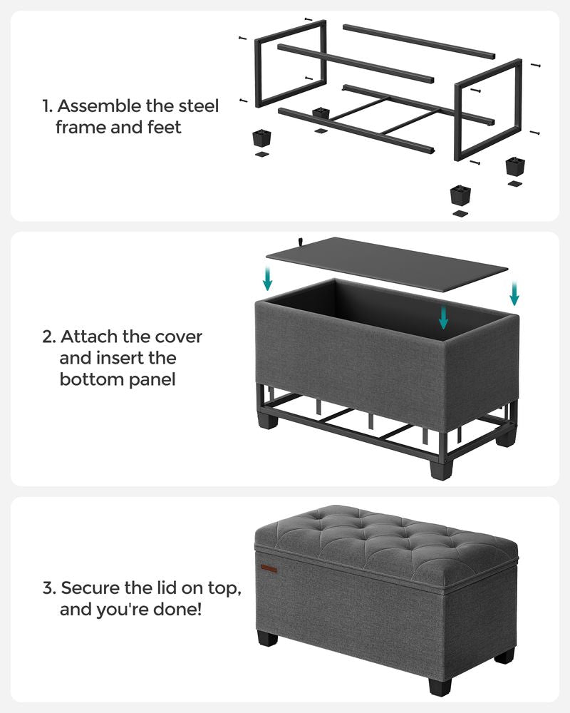 SONGMICS Storage Ottoman Bench with Legs, Load up to 660 lb