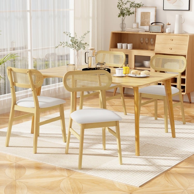 Indoor Mid Century Wood Dining Chairs Set of 2 for Dining Room-White
