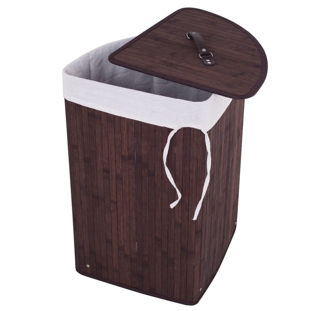 Corner Bamboo Hamper Laundry Basket-BrownÂ